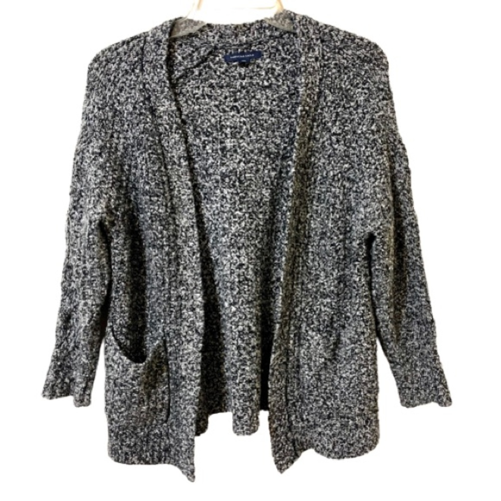 American Eagle Open Front Cardigan - Black/White - XS